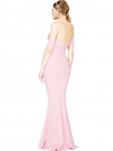 Rosa línea A Sin tirantes Crepé Elástico Largo Formales Vestidos de dama de honor / Vestidos de fiesta