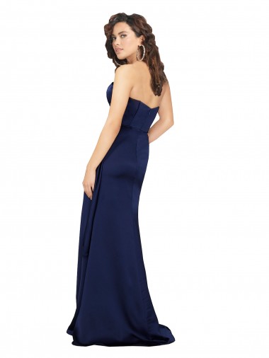 Sapphire línea A Cuello de Corazón Sin tirantes Satén sedoso Largo Formales Vestidos de dama de honor / Vestidos de fiesta