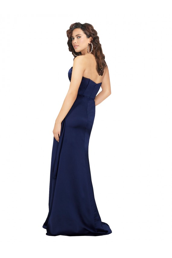 Sapphire línea A Cuello de Corazón Sin tirantes Satén sedoso Largo Formales Vestidos de dama de honor / Vestidos de fiesta Asequibles