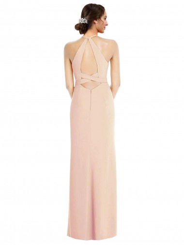 Trompeta Halter Crepé Elástico Largo Formales Vestidos de dama de honor / Vestidos de fiesta