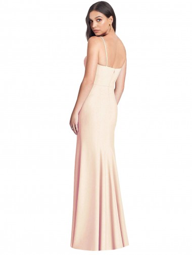 Trompeta Tirantes espagueti Crepé Elástico Largo Vestidos de dama de honor / Vestidos de fiesta