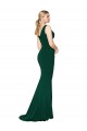 Verde Midnight Sirena Cuello en V Cuello Alto Crepé Elástico Largo Formales Vestidos de dama de honor / Vestidos de fiesta Asequibles