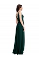 Verde Midnight línea A Cuello en V Crepé Elástico Largo Formales Vestidos de dama de honor / Vestidos de fiesta Asequibles