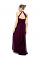 Verde Midnight línea A Halter Gasa Largo Vestidos de dama de honor Asequibles