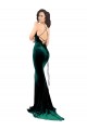 Verde oscuro Sirena Cuello Alto Barrer tren Terciopelo Elástico Largo Formales Vestidos de dama de honor / Vestidos de fiesta Asequibles