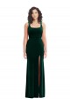 Verde oscuro Trompeta Cuadrado Terciopelo Elástico Largo Vestidos de dama de honor / Vestidos de fiesta Asequibles