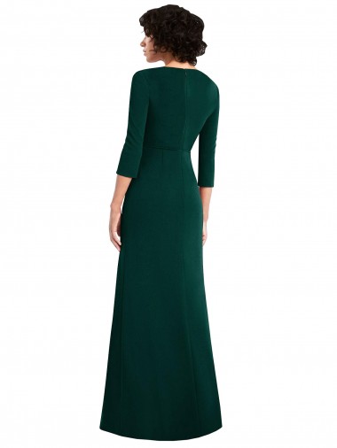 Verde oscuro Trompeta Cuello en V Spandex Largo Formales Vestidos de dama de honor / Vestidos de fiesta