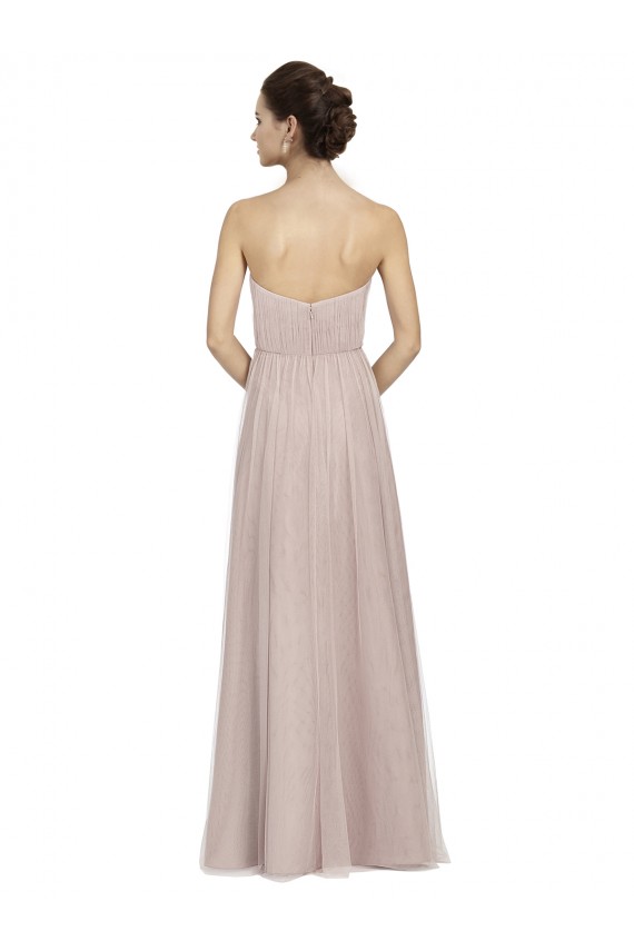 Vintage Rose línea A Cuello de Corazón Tul Largo Vestidos de dama de honor Asequibles
