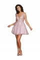 línea A Cuello en V Corto Tul Corto Vestidos de dama de honor / Vestidos de cóctel / Vestidos para homecoming Asequibles