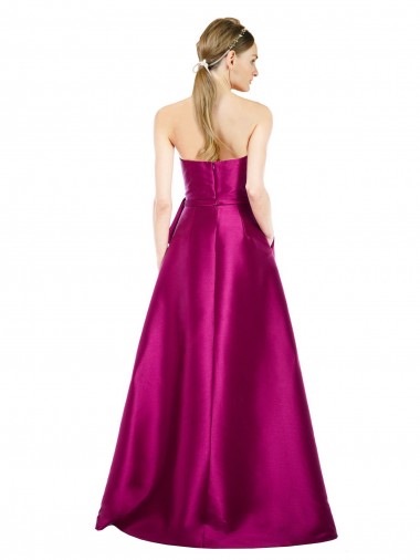 línea A Cuello en V Satén Largo Vestidos de dama de honor / Vestidos de fiesta