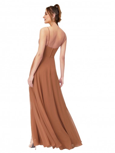 línea A Gasa Largo Vestidos de dama de honor