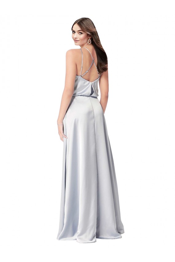 línea A Halter Satén sedoso Largo Formales Vestidos de dama de honor / Vestidos de noche Asequibles