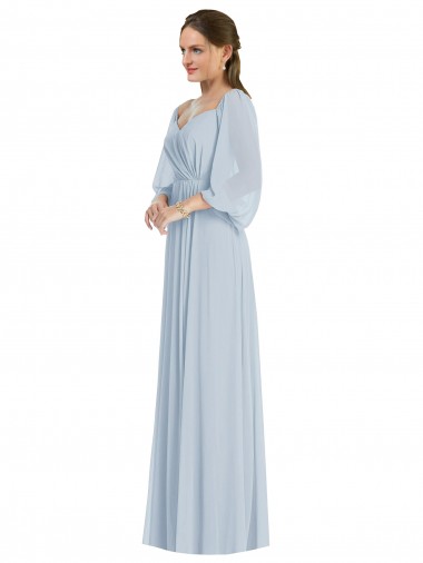 línea A Hombros Descubiertos Gasa Largo Formales Vestidos de dama de honor / Vestidos de noche Asequibles