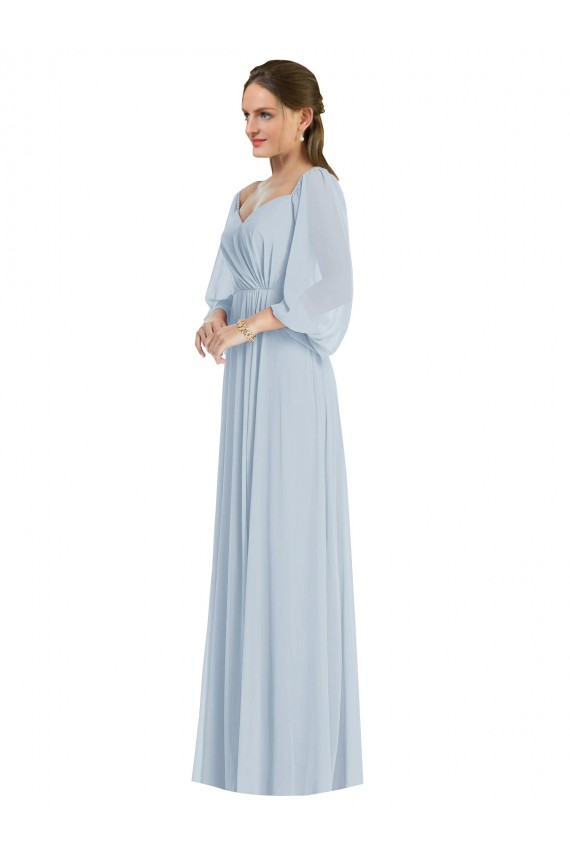 línea A Hombros Descubiertos Gasa Largo Formales Vestidos de dama de honor / Vestidos de noche Asequibles