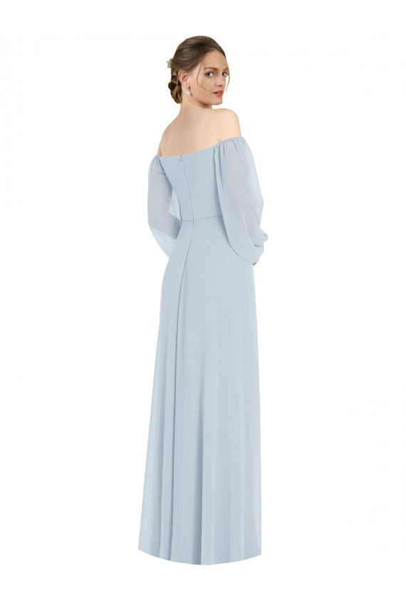 línea A Hombros Descubiertos Gasa Largo Formales Vestidos de dama de honor / Vestidos de noche Asequibles