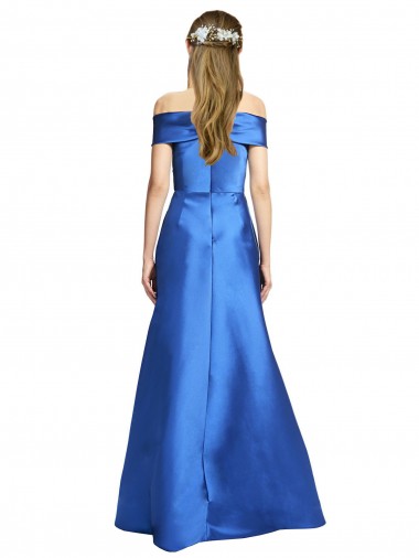 línea A Hombros Descubiertos Satén Largo Formales Vestidos de dama de honor / Vestidos de fiesta